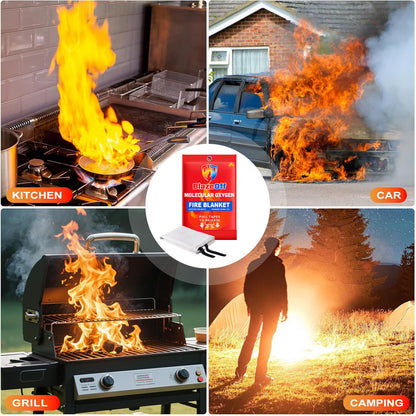 🔥 2025 Upgraded BlazeOff™ Emergency Molecular Oxygen Fire Blanket 🛡️ Stops Fire in Seconds