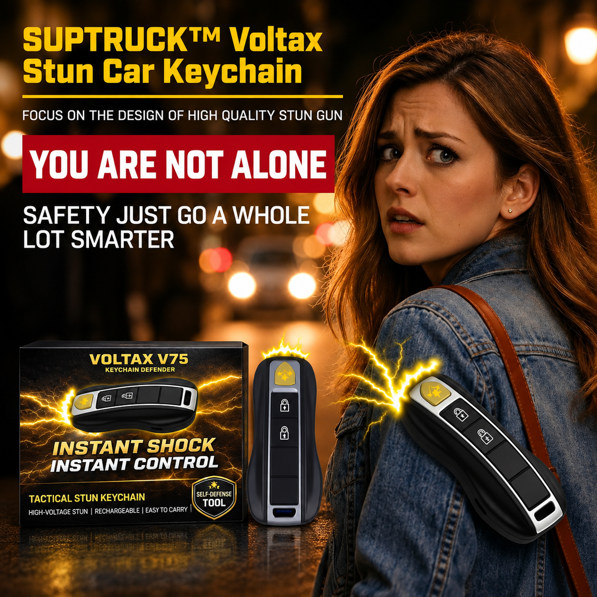 💥 2026 Christmas Sale 75% OFF ️🔦 SUPTRUCK™ Voltax V75 Stun Car Keychain ⚡