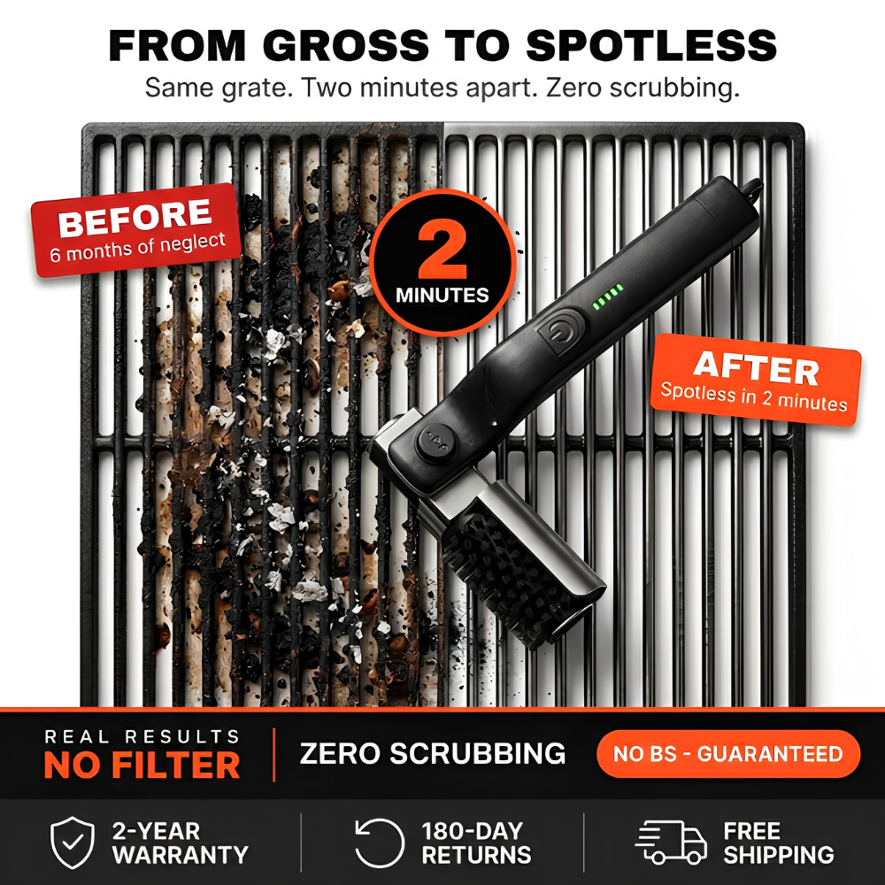 🎯 2026 Summer Sale 70% OFF 🔥 Grill Master Pro Electric Brush ⚡ Clean Any Grill in 5 Minutes
