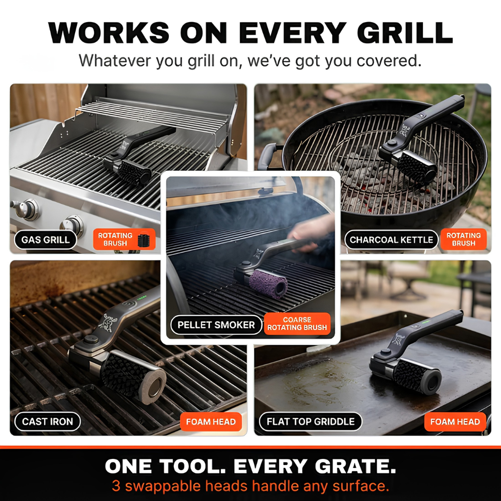 🎯 2026 Summer Sale 70% OFF 🔥 Grill Master Pro Electric Brush ⚡ Clean Any Grill in 5 Minutes
