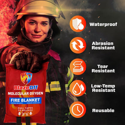 🔥 2025 Upgraded BlazeOff™ Emergency Molecular Oxygen Fire Blanket 🛡️ Stops Fire in Seconds