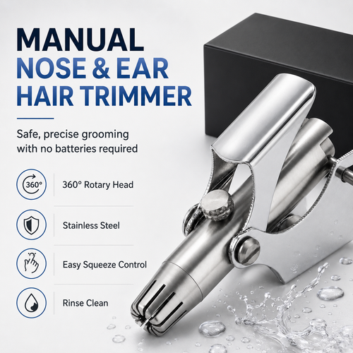 👃 LIMITED DEAL 70% OFF 💥 Manual Ear & Nose Hair Trimmer – Waterproof Stainless Steel, No Battery Needed