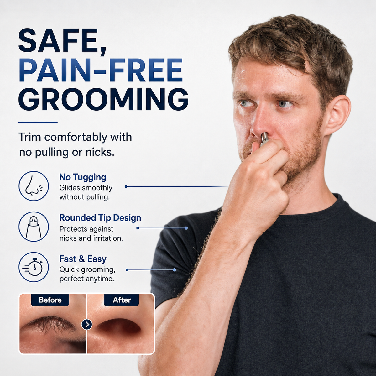 👃 LIMITED DEAL 70% OFF 💥 Manual Ear & Nose Hair Trimmer – Waterproof Stainless Steel, No Battery Needed